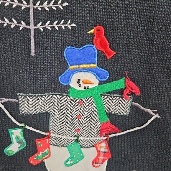 Designers Original Women's Lg Christmas Vest black multicolored  santa snowman - Picture 2 of 11